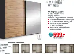 Budget Home Store Kledingkast Quadro B226xH229 Grijs Metallic/champagne glas incl. 4 legplanken en 2 roedes aanbieding