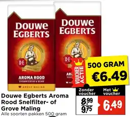 Vomar Voordeelmarkt Douwe Egberts Aroma Rood Snelfilter of Grove Maling aanbieding
