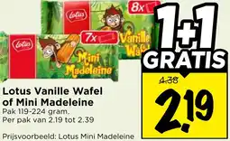 Vomar Voordeelmarkt Lotus Vanille Wafel of Mini Madeleine aanbieding
