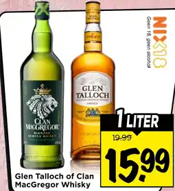 Vomar Voordeelmarkt Glen Talloch of Clan MacGregor Whisky aanbieding
