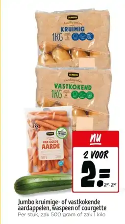 Jumbo Jumbo kruimige of vastkokende aardappelen, bospeen of courgette aanbieding