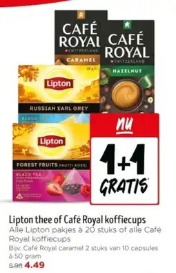 Jumbo Lipton thee of café royal koffiecups aanbieding