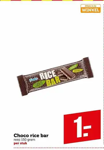 Coop Choco rice bar 150 gram aanbieding