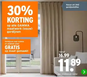 GAMMA op alle GAMMA maatwerk (vouw) gordijnen aanbieding