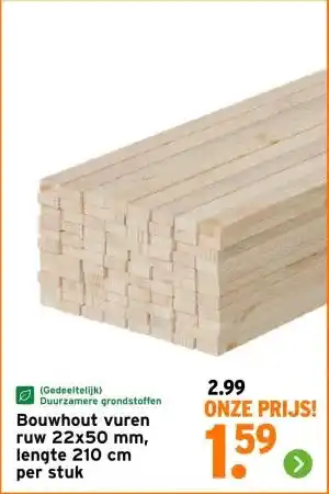 GAMMA Bouwhout vuren ruw aanbieding