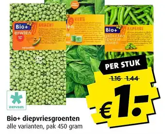 Boni Bio+ diepvriesgroenten 450 gram aanbieding