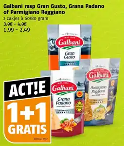 Poiesz Galbani rasp Gran Gusto, Grana Padano of Parmigiano Reggiano aanbieding