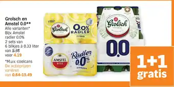 Albert Heijn Grolsch en Amstel 0.0** aanbieding