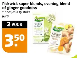 Poiesz Pickwick super blends, evening blend of ginger goodness aanbieding