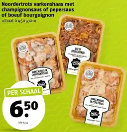 Poiesz Noordertrots varkenshaas met champignonsaus of pepersaus of boeuf bourguignon aanbieding