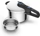 Bol.com Tefal TRENDY+ Snelkookpan - 8L - Roestvrij Staal - Zwart/Blauw - Geschikt voor alle warmtebronnen aanbieding