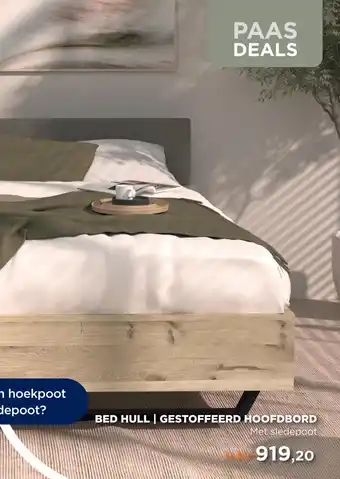 TotaalBED Bed Hull | gestoffeerd hoofdbord | 140 x 200 cm | Slede poten aanbieding