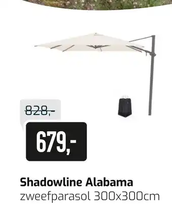 Kees Smit Shadowline alabama zweefparasol 300x300 cm aanbieding