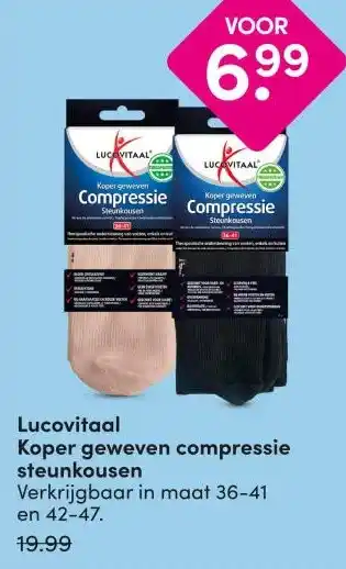 DA Lucovitaal Koper geweven compressie steunkousen aanbieding