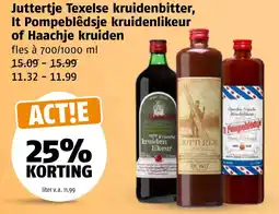 Poiesz Juttertje Texelse kruidenbitter, It Pompeblêdsje kruidenlikeur of Haachje kruiden aanbieding