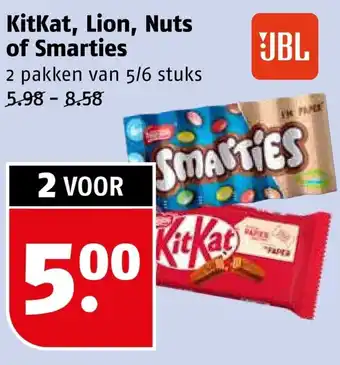 Poiesz KitKat, Lion, Nuts of Smarties aanbieding