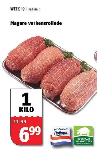 Poiesz Magere varkensrollade 1 kilo aanbieding