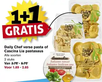 Hoogvliet Daily Chef verse pasta of Cascina Lia pastasaus aanbieding