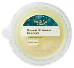 PLUS Feestelijk PLUS Citroenhummus met lemon curd aanbieding
