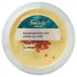 PLUS Feestelijk PLUS Sinaasappeldip met olijven en chilivlo aanbieding