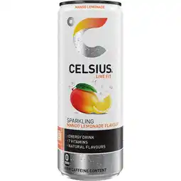 Jumbo Celsius Live Fit Sparkling Mango Lemonade Flavour 250 ml aanbieding