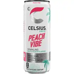 Jumbo Celsius Live Fit Peach Vibe Sparkling White Peach Flavour 250 ml aanbieding