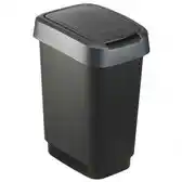 Bol.com Rotho Twist Afvalbak - 10L - 24,8x18,1x33cm - Donkergrijs aanbieding