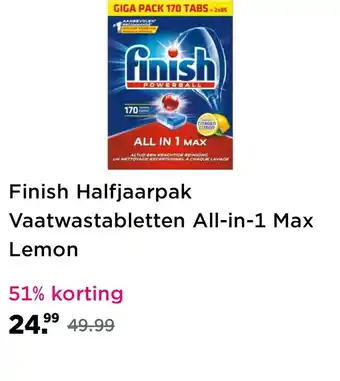 Plein.nl Finish halfjaarpak vaatwastabletten aanbieding