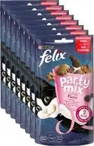 Bol.com Felix Party Mix Pic Nic - Kattensnacks - Kattensnoepjes - Kip Kalkoen & Kaas - 8 x 60 g aanbieding