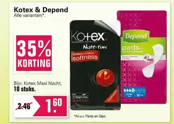 De Online Drogist Kotex & Depend 35% Korting aanbieding
