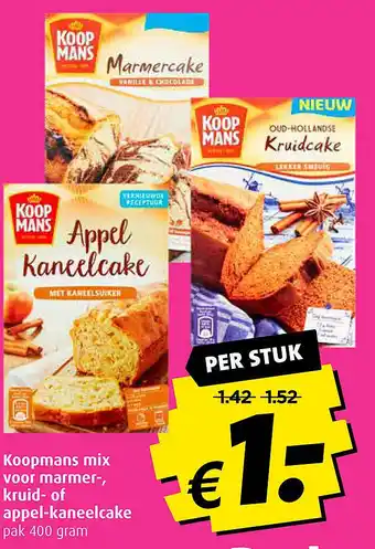 Boni Koopmans mix voor marmer-, kruid- of appel-kaneelcake aanbieding