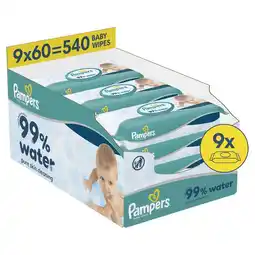 Etos Pampers 99% Water Billendoekjes 9x60 stuks aanbieding