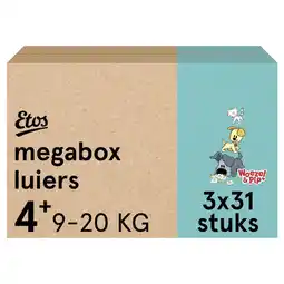 Etos Etos Woezel & Pip Luiers Maxi plus Megabox maat 4+ 9-20 kg 93 stuks aanbieding