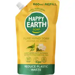 Etos Happy Earth 100% Natural Handzeep Jasmine Ho Wood Refill 600ML aanbieding
