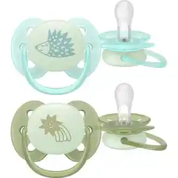 Etos Philips Avent Ultra Soft Nighttime Fopspeen 0-6M SCF094/01 2 stuks aanbieding