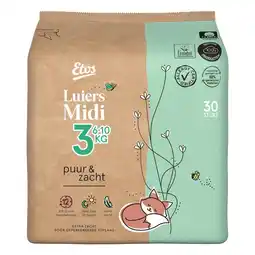 Etos Etos Puur & Zacht Luiers Midi Maat 3 4-9 kg 30 stuks aanbieding