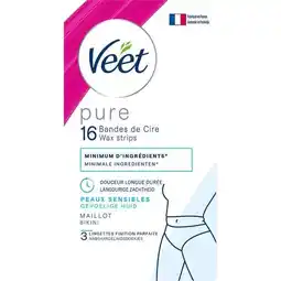 Etos Veet Pure Waxstrips Bikini 16 stuks aanbieding