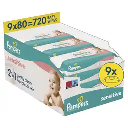 Etos Pampers Sensitive Billendoekjes 9x80 stuks aanbieding