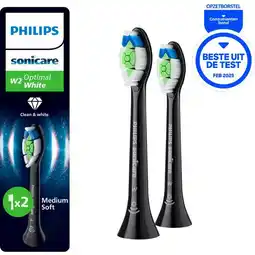 Etos Philips Sonicare Optimal White Opzetborstels Zwart HX6062/88 2 stuks aanbieding