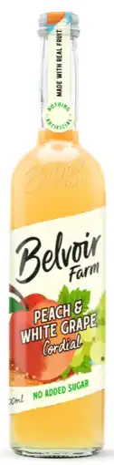 De Online Drogist Belvoir Fruit Farms Peach & White Grape Cordial 500ML aanbieding