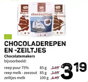 Ekoplaza Chocoladerepen en -zeiltjes 100g aanbieding