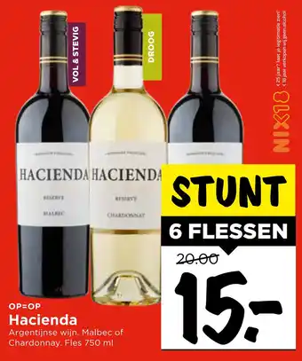 Vomar Voordeelmarkt Hacienda Argentijnse wijn. Malbec of Chardonnay. Fles 750 ml aanbieding