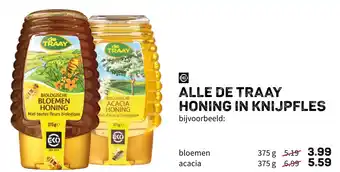 Ekoplaza Alle de traay honing in knijpfles 375g aanbieding