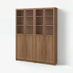 IKEA Grote houten boekenkast met zes glazen deuren, met meerdere planken aanbieding