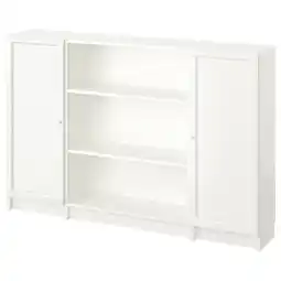 IKEA Witte billy boekenkast, minimalistisch design, drie planken, glazen deuren, rechthoekige vorm aanbieding