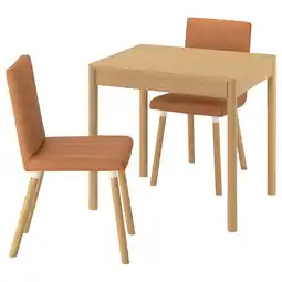 IKEA Tonstad / tonstad Tafel met 2 stoelen, eikenfineer/bomstad goud-bruin eikenpatroon, 80/120x70 cm aanbieding