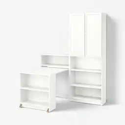 IKEA Billy / oxberg Boekenkastcombi met klaptafel, wit, 160x202 cm aanbieding