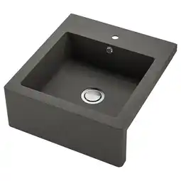 IKEA Donkergrijze kwartscomposiet spoelbak, diepe spoelbak, boerderijstijl met chromen afvoer en kraangat aanbieding