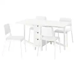 IKEA Witte norden uitschuifbare eettafel met 4 stapelbare stoelen, modern design aanbieding