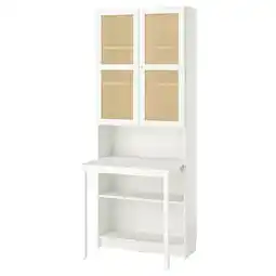 IKEA Ikea billy witte bureau-boekenkast combo, bamboe deuren, minimalistisch design aanbieding